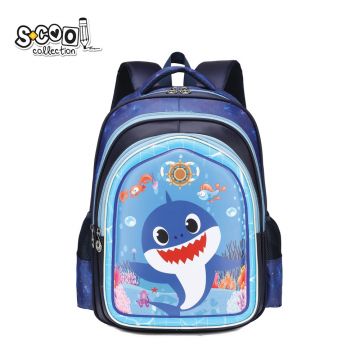 Ghiozdan 3D cu imprimeu SHARK, 2 compartimente, buzunar interior, poliester/EVA, 31x24x41 cm
