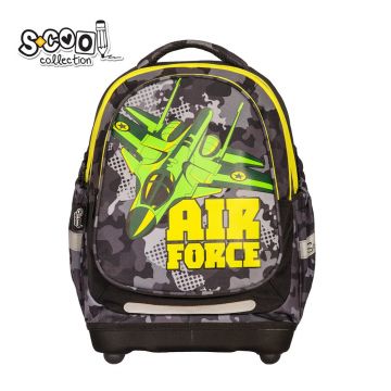 Ghiozdan anatomic AIR FORCE, 3 compartimente, fermoar, baza spuma EVA, 4 picioare, 39 cm