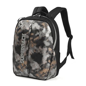 Ghiozdan compartiment laptop, bretele reglabile, spate anatomic, model camuflaj, 45 cm