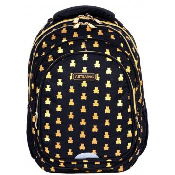 Ghiozdan cu 3 compartimente, AstraBag, Golden Teddy