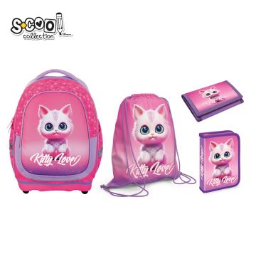 Ghiozdan echipat 39cm kitty love S-COOL