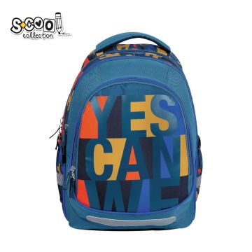 Ghiozdan elevi, YES WE CAN, 2 compartimente, multicolor, 41x28x17 cm