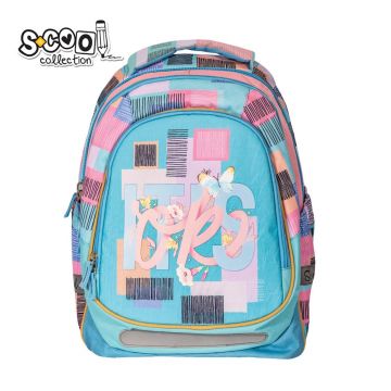 Ghiozdan fete, LIGHT IT'S OK, spate anatomic, compartimente cu fermoar, 41x28x21 cm, multicolor