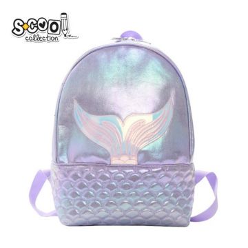 Ghiozdan gradinita GLITTER MERMAID, maner transport, textil cu reflexe metalizate, 25x32x11 cm