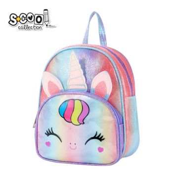 Ghiozdan gradinita GLITTER UNICORN, compartiment spatios, buzunar frontal, maner, multicolor, 25x32x11 cm
