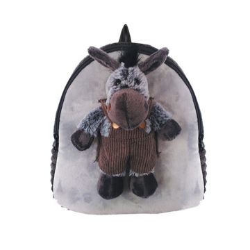 Ghiozdan gradinita, model baby animals donkey, 1 compartimente, bretele buretate, tesatura plus, fermoar, gri