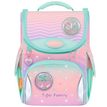 Ghiozdan neechipat, Tiger Family, Nature Quest, Peach Waves, Go Green