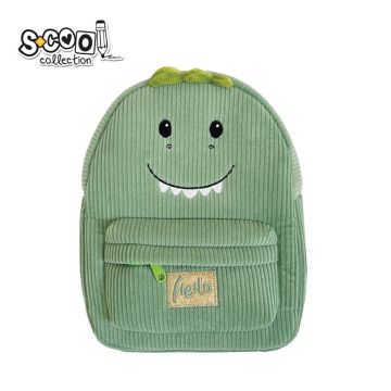 Ghiozdan pentru gradinita BABY ANIMALS, DINOSAUR, fermoar, verde, 23x8x28 cm