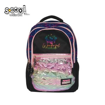 Ghiozdan scolar cu compartiment laptop, SUPERPACK, buzunar frontal, poliester, 46x32x15 cm