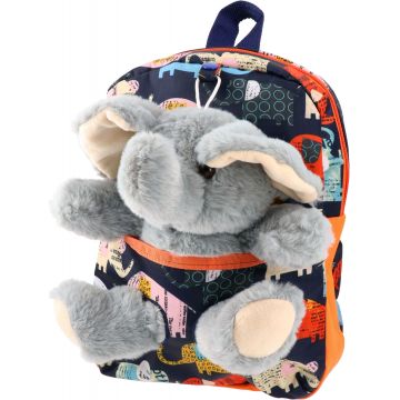 Rucsac plus pentru copii cu jucarie elefant albastru