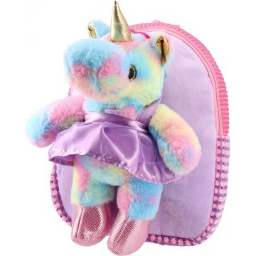 Rucsac plus pentru copii cu jucarie unicorn roz