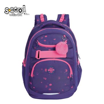 Ghiozdan anatomic Urban, BUBBLES, compartimentat, reglabil, pom pom inclus, 43x29x22 cm
