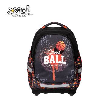 Ghiozdan baieti, desgin modern, STREET BALL, 39 cm, buzunare laterale, baza EVA, picioare