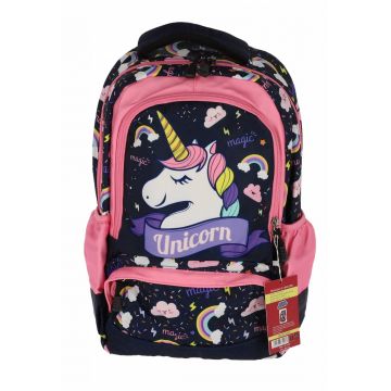 Ghiozdan clasa pregatitoare, model Unicorn, fermoar, 15L, maner prindere, bluemarin