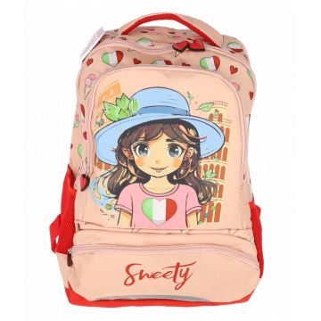 Ghiozdan clasele I-IV, colectia Sweety, 3 fermoare, bretele reglabile, spate buretat