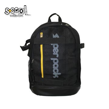 Ghiozdan cu compartiment laptop, 48x32x18 cm, buzunare laterale, ergonomic, poliester 600D, negru