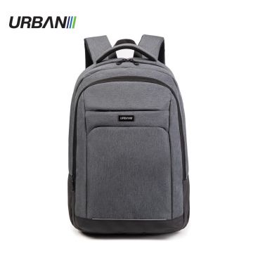Ghiozdan cu compartiment laptop, desgin simplu, bretele late si reglabile, fermoar, 47 cm, gri
