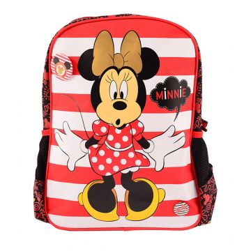 Ghiozdan cu Disney Minnie Mouse, baza intarita, compartiment principal cu fermoar, print auriu