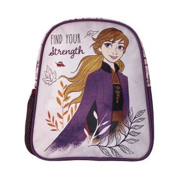 Ghiozdan cu imprimeu Frozen, violet, bretele buretate si reglabile, maner, 28 x 24 x 9 cm