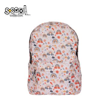 Ghiozdan cu imprimeu multicolor, volum 15L, fermoar, poliester impermeabil, 30x16x43 cm