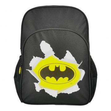 Ghiozdan cu logo Batman pentru clasa 0, maner, 2 fermoare, negru
