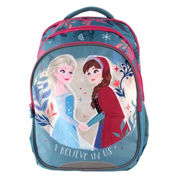 Ghiozdan cu motiv Frozen, pentru fetite, 4 compartimente separate, poliester