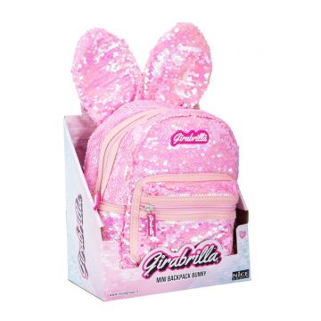 Ghiozdan cu paiete reversibile, Nice, Girabrilla Bunny, Roz