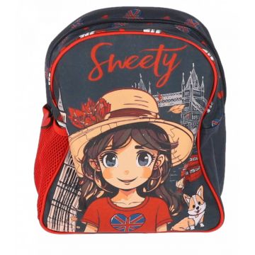 Ghiozdan cu un compartiment, pentru gradinita, colectia Sweety, buzunar lateral
