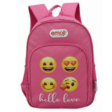 Ghiozdan emoji, clasa 0, inchidere fermoar, interior captusit, roz, 38 x 27 x 12 cm
