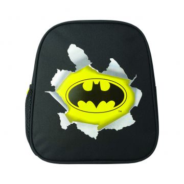 Ghiozdan gradinita, mini Batman, compartiment spatios cu fermoar, negru, 28 x 24 x 9 cm