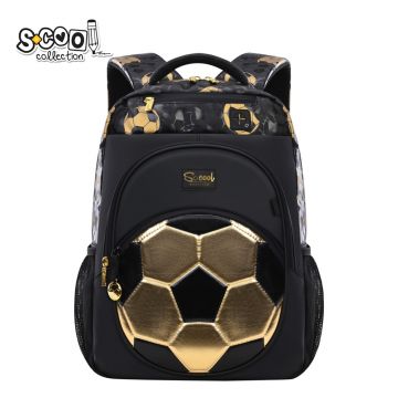 Ghiozdan neechipat ergonomic football, gold edition, 40x28x16 cm, S-COOL