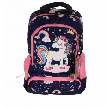 Ghiozdan pentru clasa pregatitoare, inchidere cu fermoar, bretele ajustabile, maner prindere, 15L, 38 cm, imprimeu Unicorn