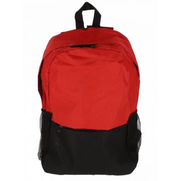 Ghiozdan pentru clasele primare, 14.5 L, 2 fermoare, maner, buzunare laterale, rosu/negru