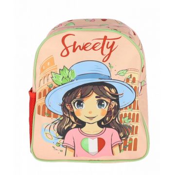 Ghiozdan pentru prescolari din colectia Sweety, fermoar asortat, usor si confortabil, 28x24x9 cm
