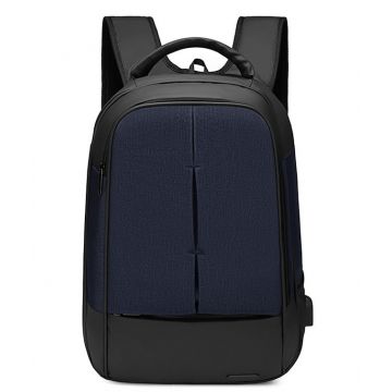 Ghiozdan Pigna, compartiment laptop, cusaturi duble, buzunare laterale, agatatoare, dispozitiv extern USB, negru