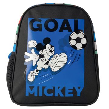 Ghiozdan prescolari, imprimeu GOAL si Mickey, negru, 28 x 24 x 9 cm