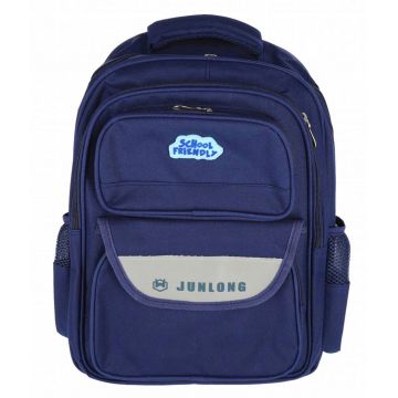 Ghiozdan School Friendly, clasele 1-4, maner, 4 compartimente, textil, bleumarin
