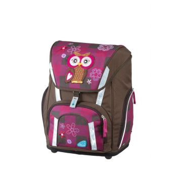 Ghiozdan THE OWL SMART ROSU, set etui, sac sport, cutie carti, fermoar frontal, rezistent la apa