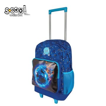 Ghiozdan troller elevi, 2 roti, maner telescopic, ajustabil, 45x32x16.5 cm
