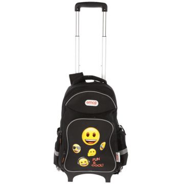 Ghiozdan troller, imprimeu Emoji, clasele I-IV, captusit, mesh, spate buretat, inaltime 42 cm