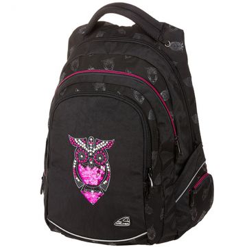 Rucsac elevi, Fame Night Owl, compartimentare eficienta, 32 litri, curele reglabile, negru