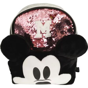 Rucsac mic cu licenta Disney Mickey Mouse, aplicatii din piele ecologica in forma de urechi si buzunar frontal