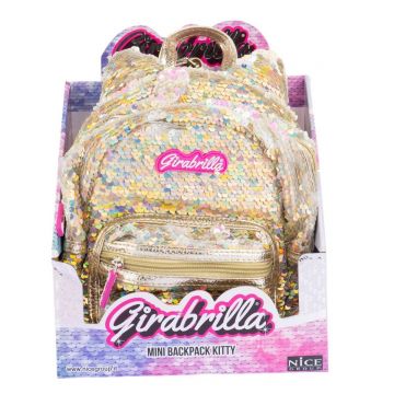 Rucsac mini cu paiete reversibile, Nice, Girabrilla Kitty, Auriu
