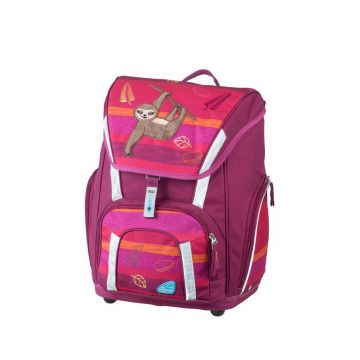 Set ghiozdan LAZY LEWIS SMART, etui, sac sport si cutie pentru carti, KidClix, 35 cm, rosu