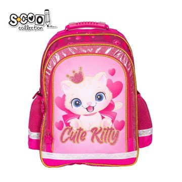 Ghiozdan ergonomic, Cute Kitty, 40.5x29x13.5cm, S-Cool