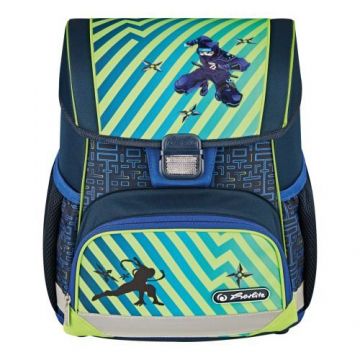 Ghiozdan neechipat loop, dimensiune 37x31x22cm, motiv funky ninja, Herlitz